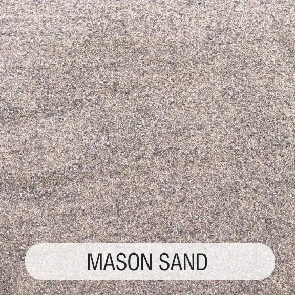 A close up of the words mason sand on top of a picture.