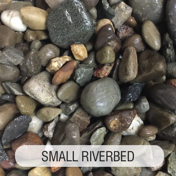 A pile of small rocks with the words " small riverbed ".
