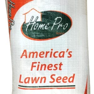 A bag of lawn seed is shown.