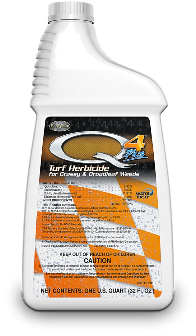 A bottle of rust herbicide is shown.