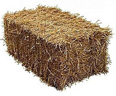 A square hay bale is shown in this picture.