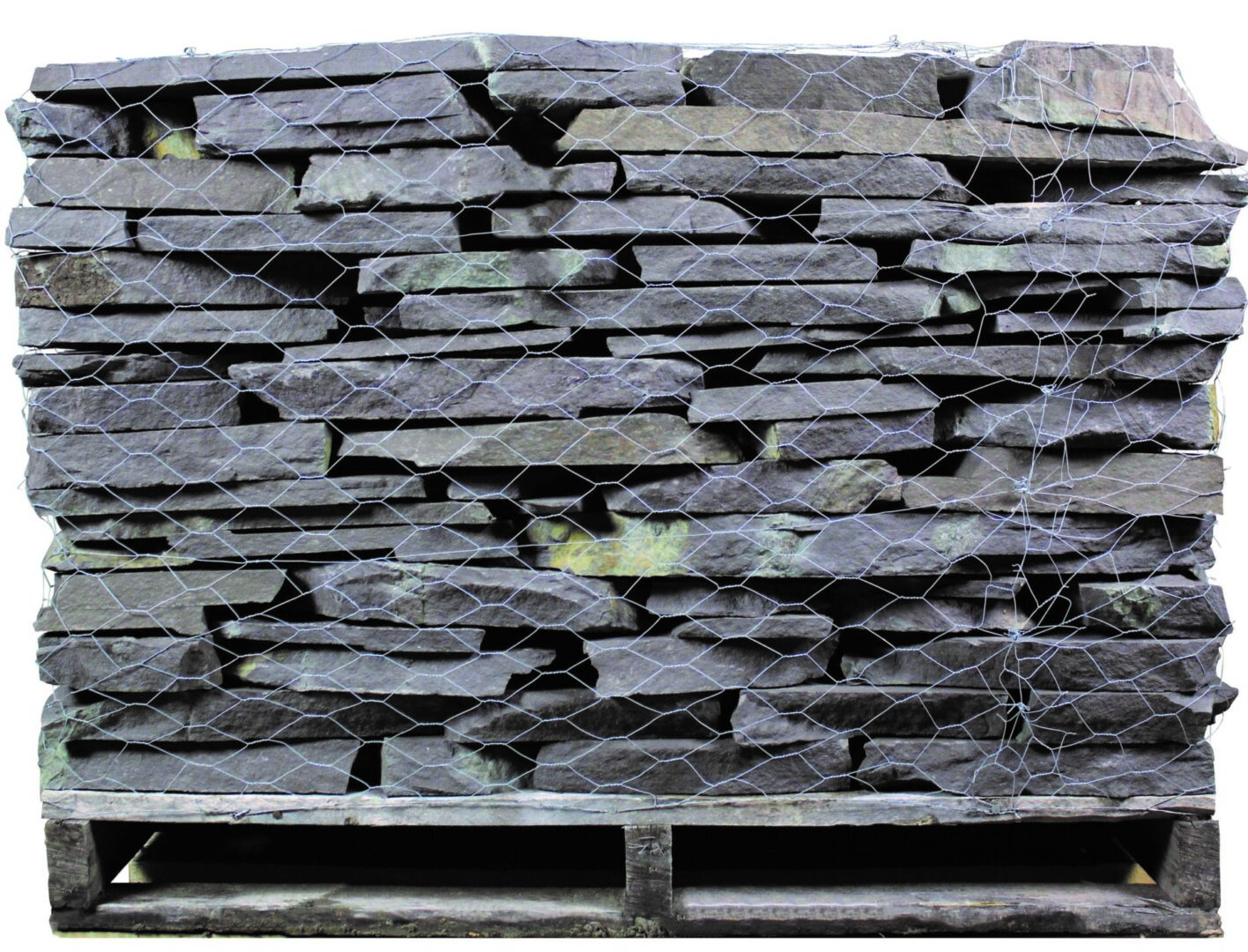 A pallet of black slate stone wall.